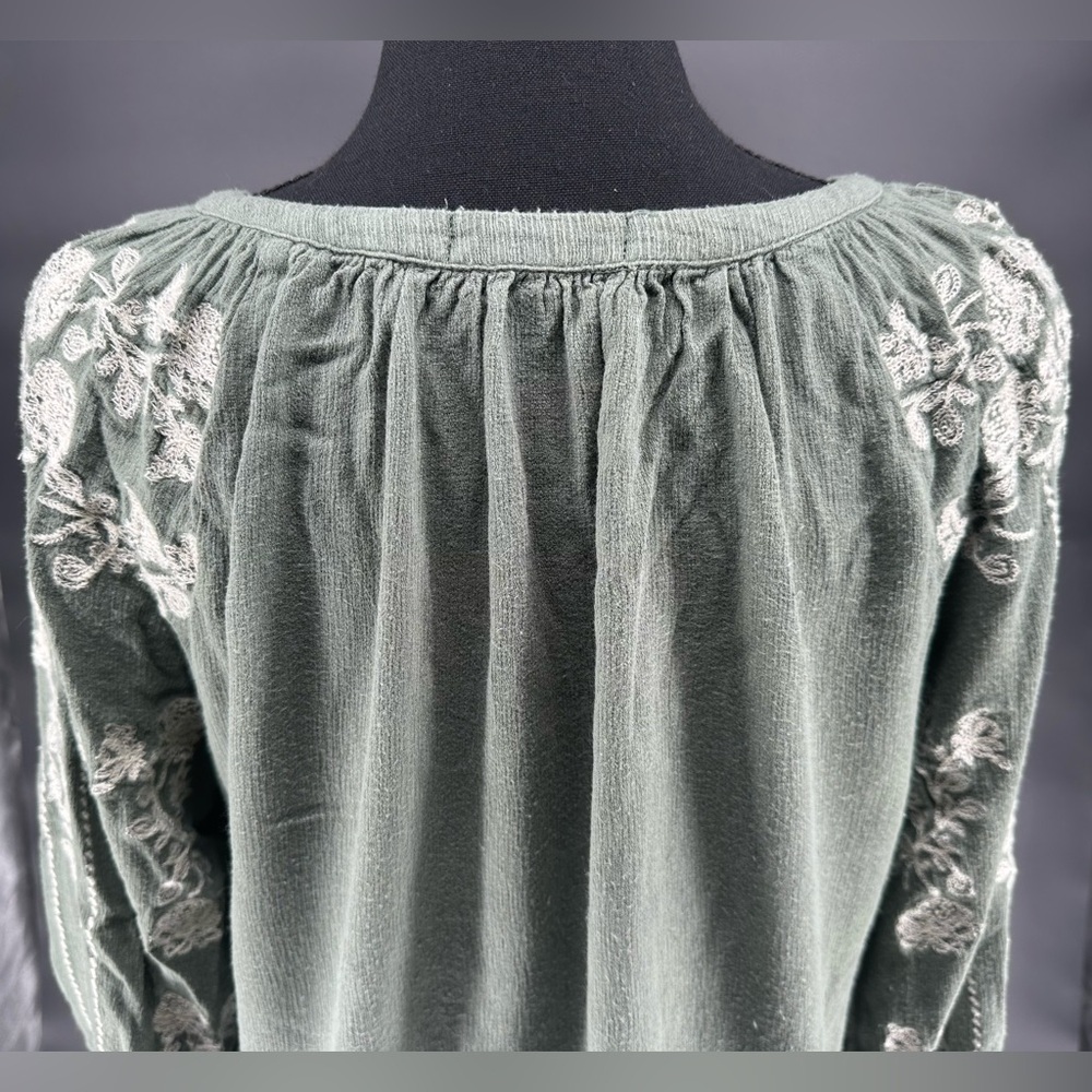 Miss Me Embroidered Green Blouse Size S - Picture 6 of 11